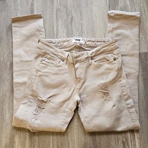 Paige Khaki Distressed Jeans Size 27